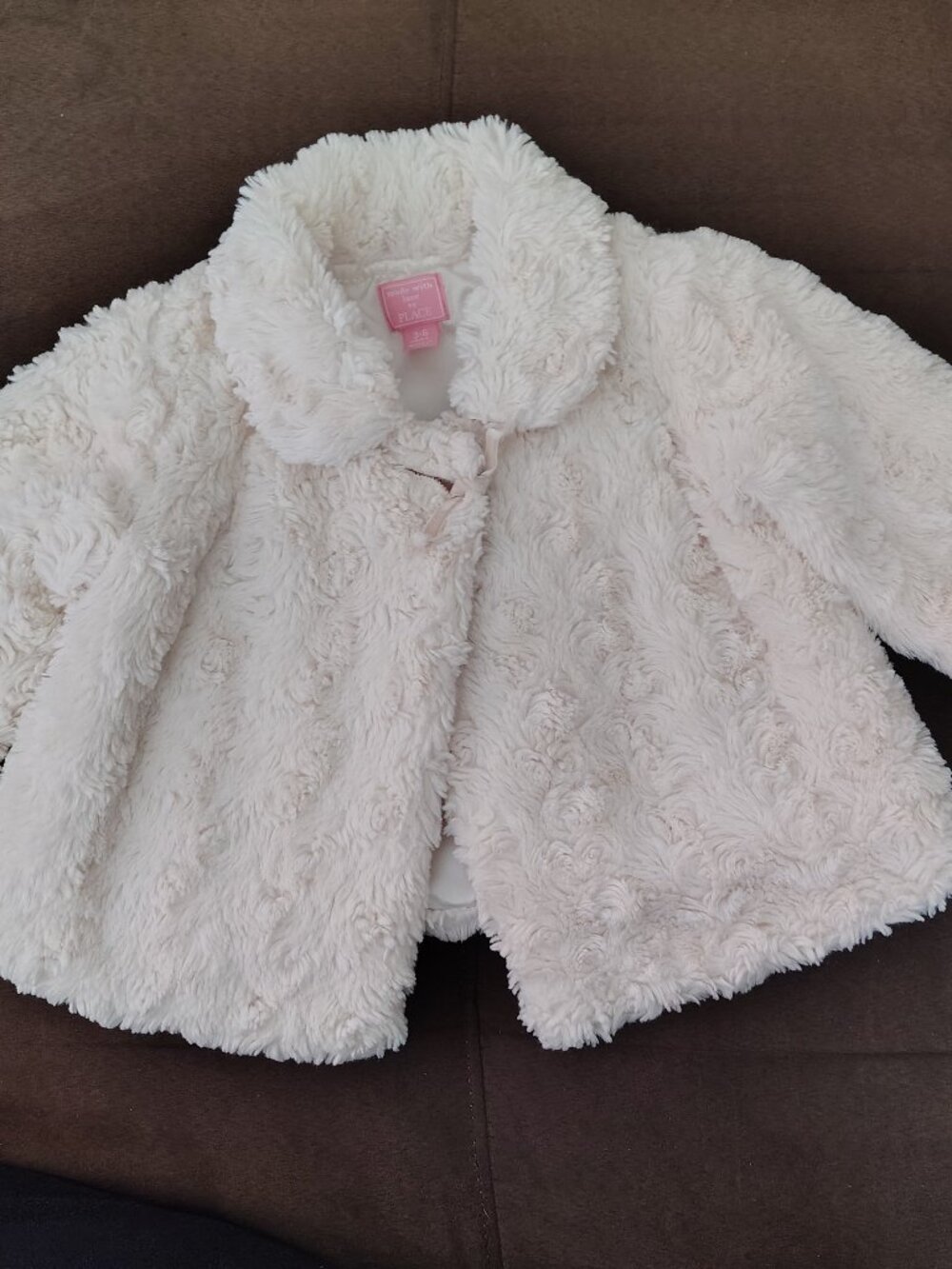 Made with Love by Place Girls Cream Faux Fur Jacket 3-6 Months